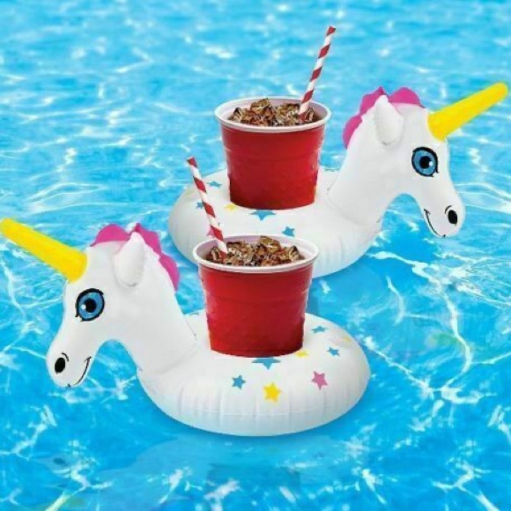 Inflatable Unicorn Drink Floats Pool Stars Floaties Air